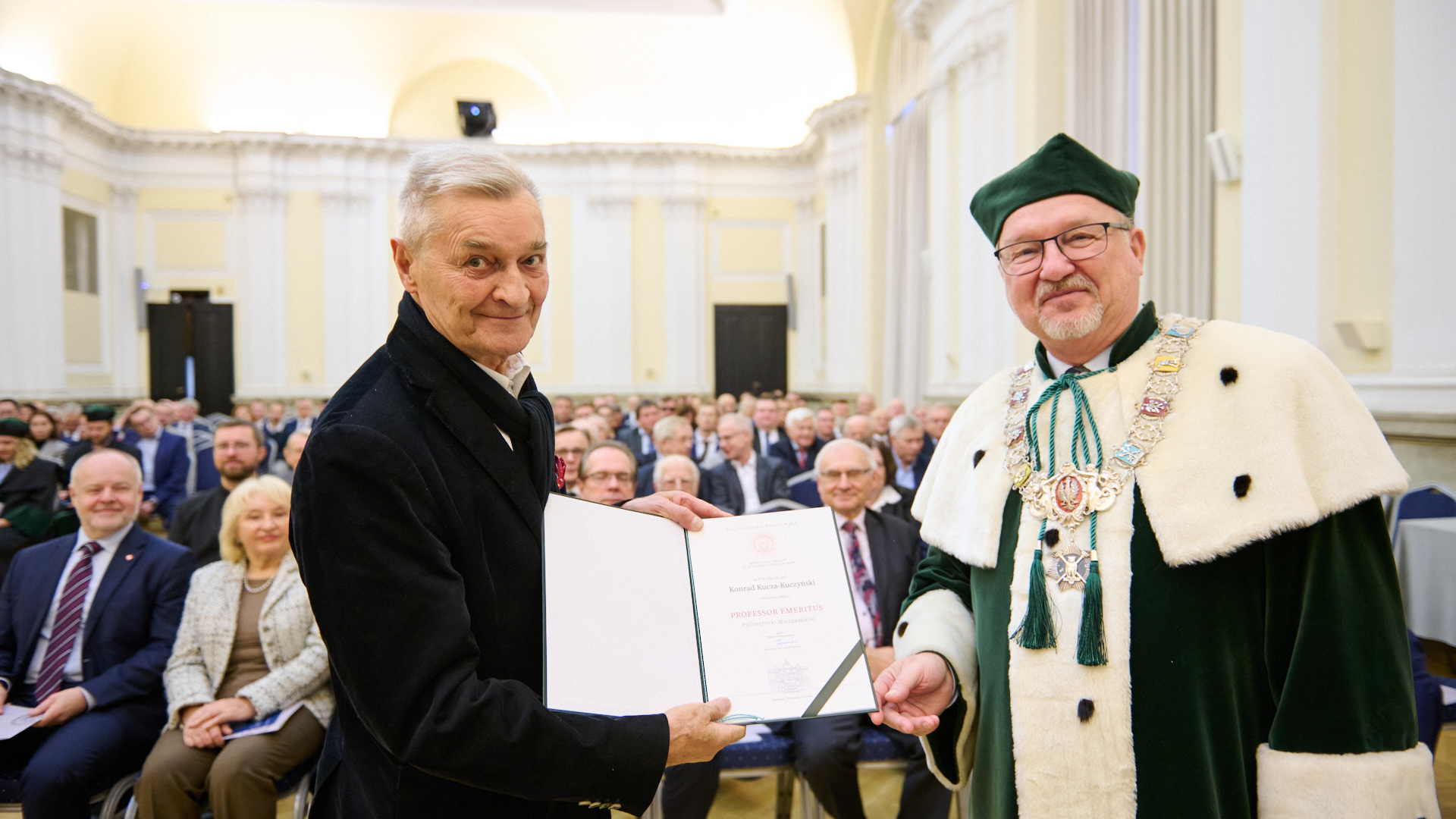 Na zdjęciu Rektor PW i laureat Professor Emeritus