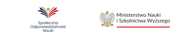 Na grafice logotypy projektu "Społeczna Odpowiedzialność Nauki" oraz Ministerstwa Nauki i Szkolnictwa Wyższego