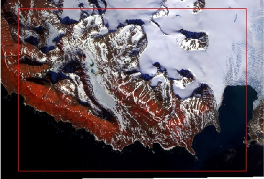 Na zdjęciu grafika - kompozycja z częściowym pokryciem śniegiem na lodowcu i w wyższych partiach gór.