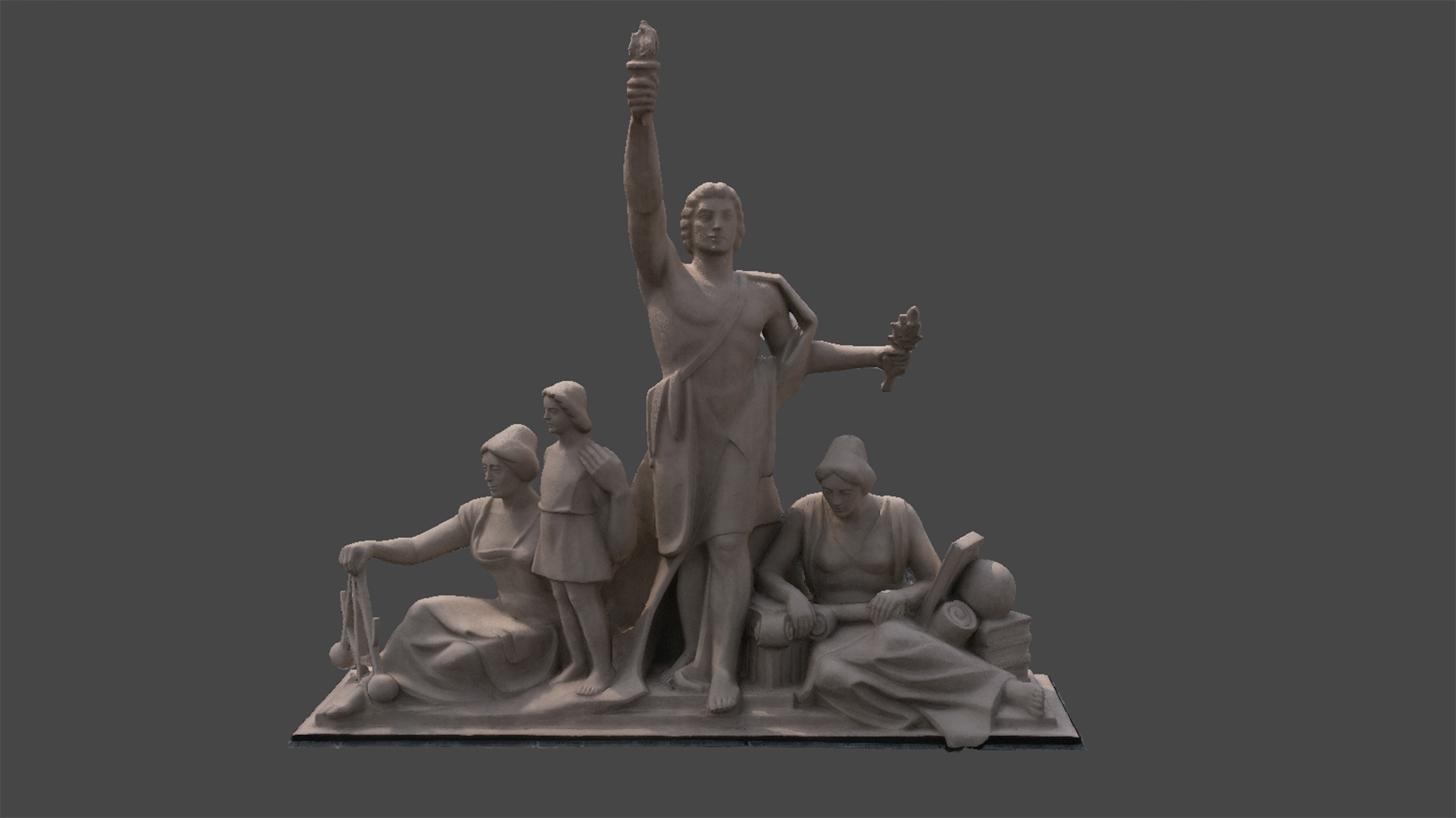 Trójwymiarowy model rzeźby Apoteoza Wiedzy
