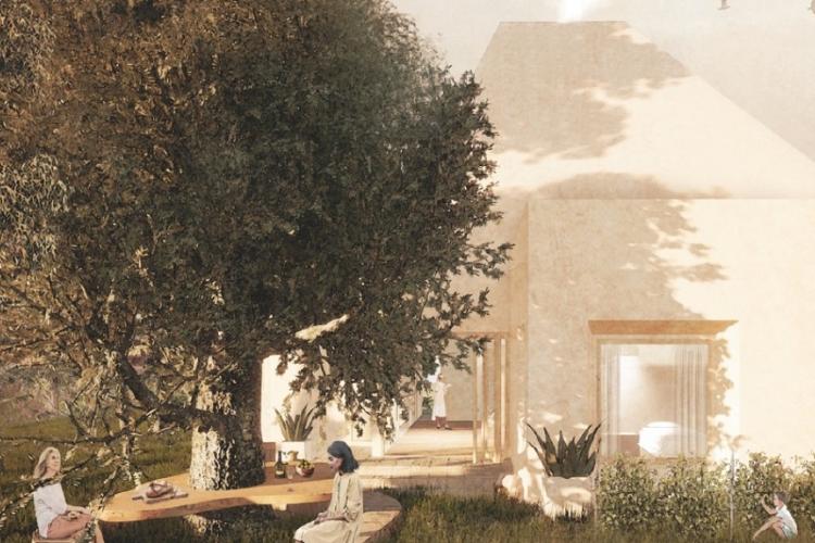 Wizualizacja projektu oliwnego pensjonatu w Portugalii