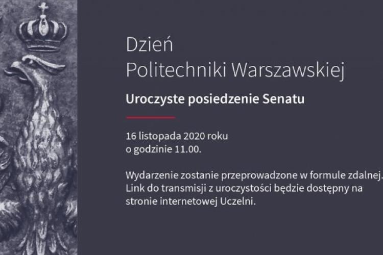 Zaproszenie na uroczyste posiedzenie Senatu z okazji Dnia Politechniki Warszawskiej