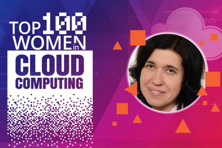 Na zdjęciu prof. Agnieszka Bitkowska i logo listy TOP 100 Women in Cloud Computing