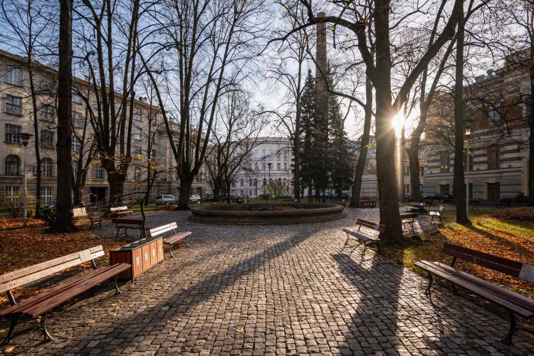 Zdjęcie terenu przy fontannie PW