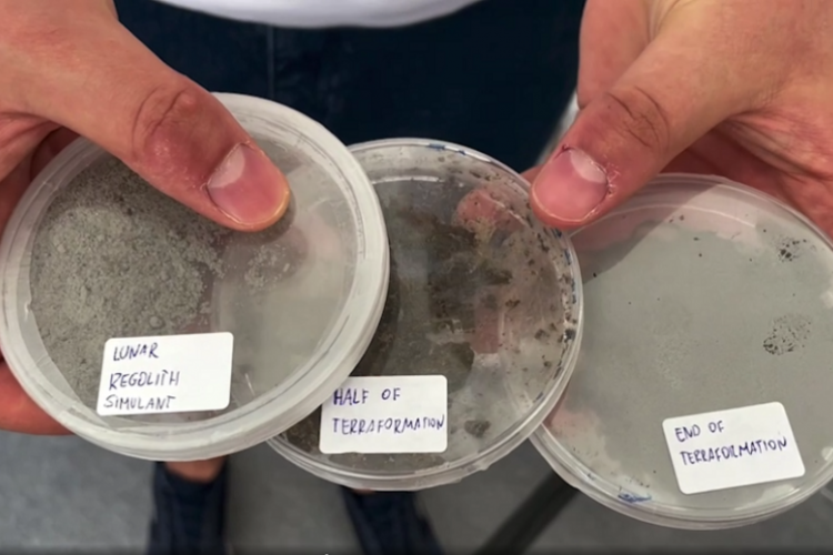 Symulant gleby księżycowej na różnych etapach terraformacji
