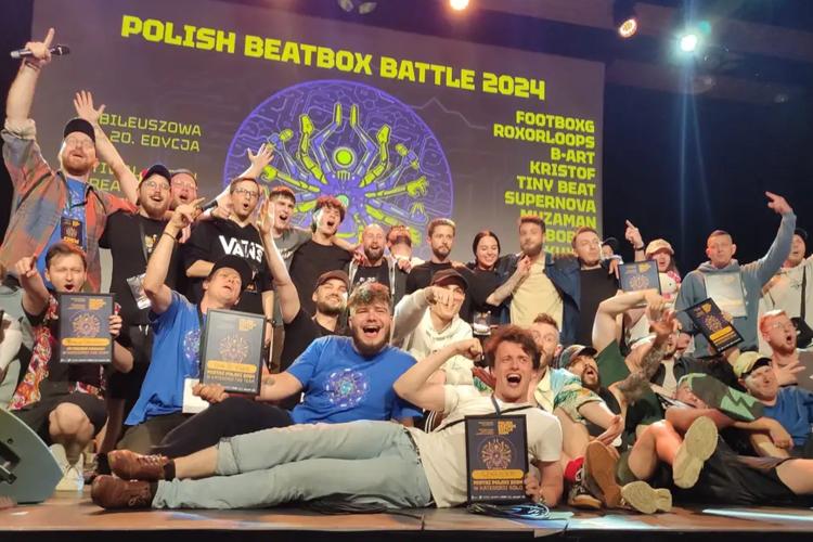 Na zdjęciu uczestnicy Polish Beatbox Battle 2024 na scenie