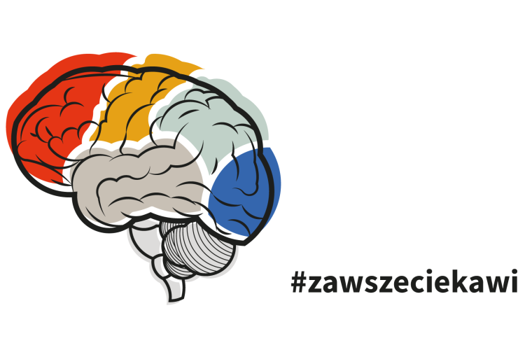 Grafika przedstawiająca rysunek mózgu i napis #zawszeciekawi