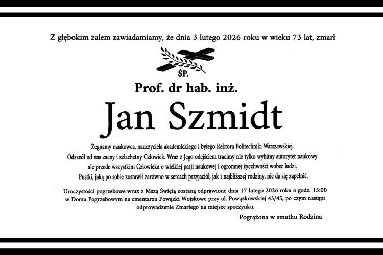 Na zdjęciu: nekrolog prof. Jana Szmidta