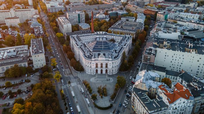 Na zdjęciu Kampus Centralny PW widziany z lotu ptaka