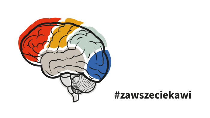 Grafika przedstawiająca rysunek mózgu i napis #zawszeciekawi