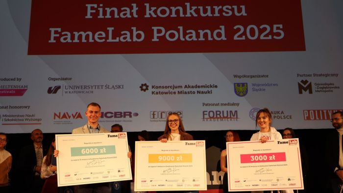 Młodzi naukowcy z Wydziału Chemicznego laureatami konkursu FameLab 2025, fot. FameLab Poland