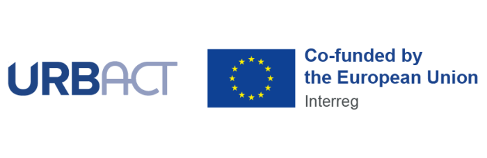 Na grafice logo programu URBACT oraz flaga Unii Europejskiej