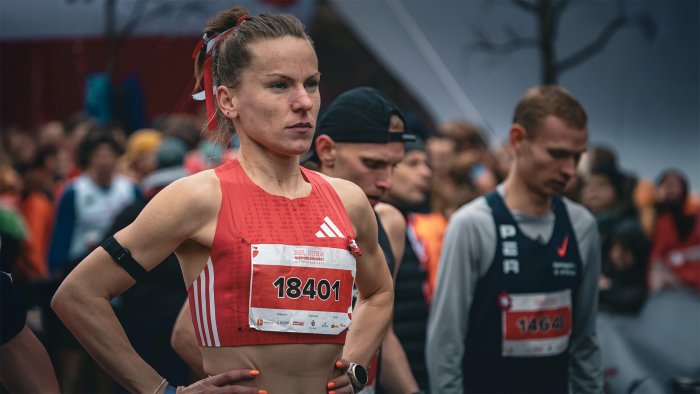 Na zdjęciu Elżbieta Glinka podczas 35. Biegu Niepodległości