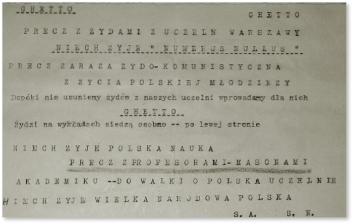 Na zdjęciu ulotka ruchu narodowego z 1936 roku
