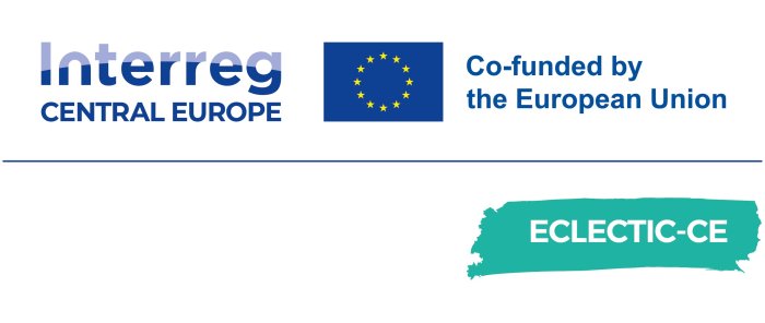 Na grafice loga projekt ECLECTIC-CE i Programu Interreg oraz flaga Unii Europejskiej