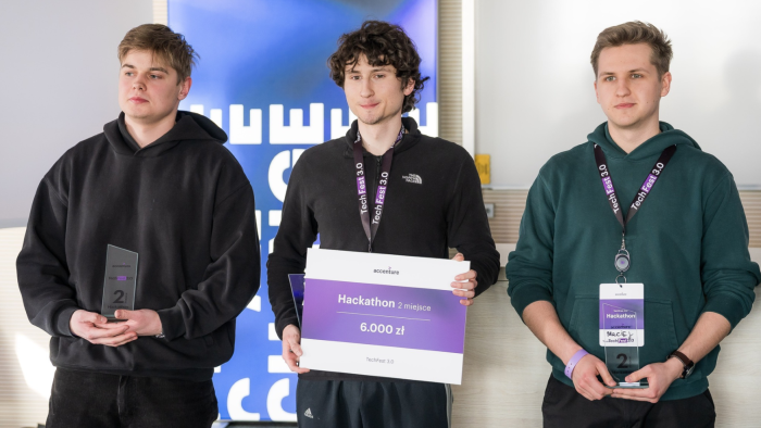 Na zdjeciu: studenci PW zdominowali podium w hackatonie