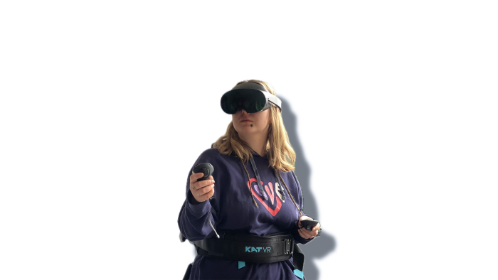 Studentka z goglami VR