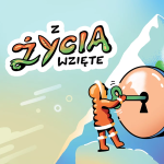 Grafika 29. Pikniku Naukowego z rysunkiem i napisem "Z życia wzięte"